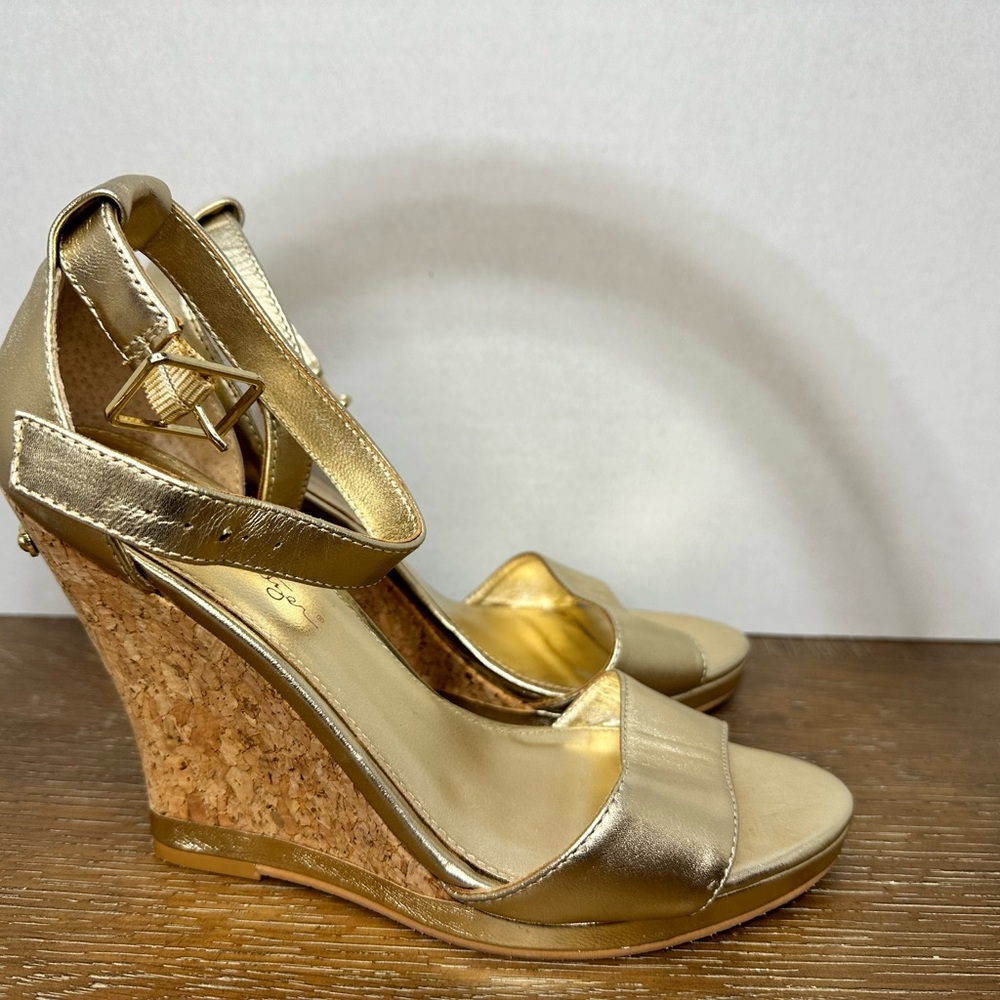Lilly Pulitzer Gold Metallic Cork Wedge Sandals